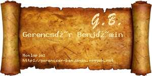 Gerencsér Benjámin névjegykártya